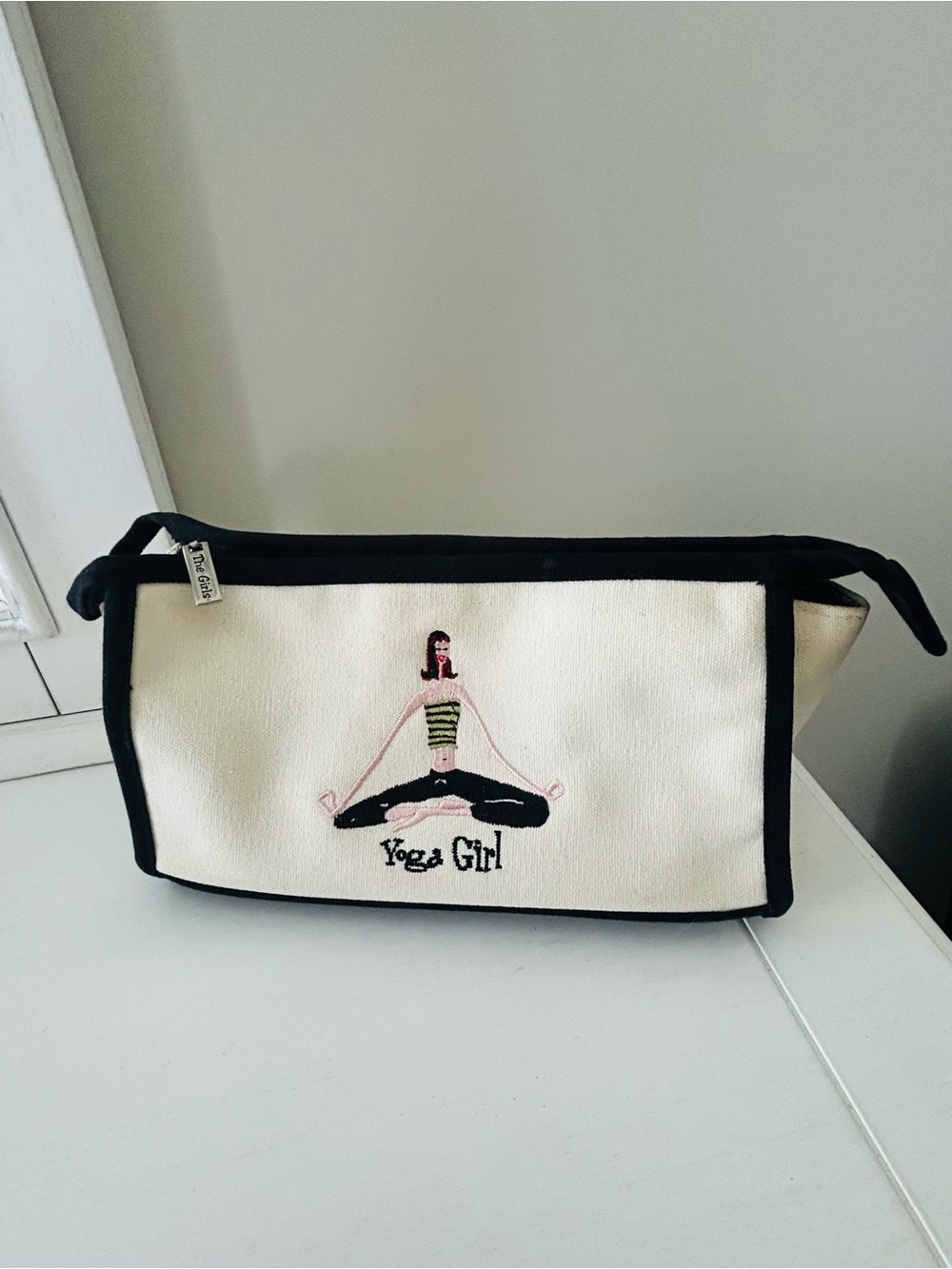 Yoga Girl by The Girls Embroidered 
 Canvas Bag Plus Extra Bag Cream & Black - Picture 10 of 16